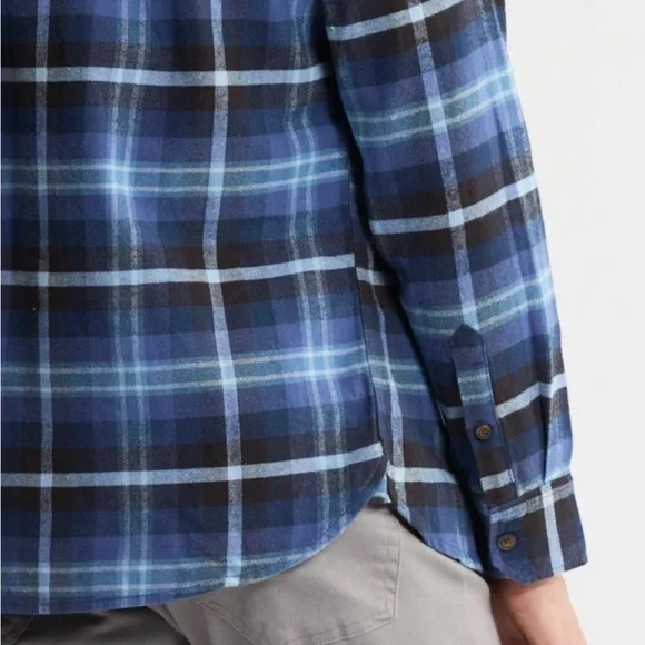 JachsNY Men’s Heritage Flannel Blue Plaid Shirt - Picture 4 of 6